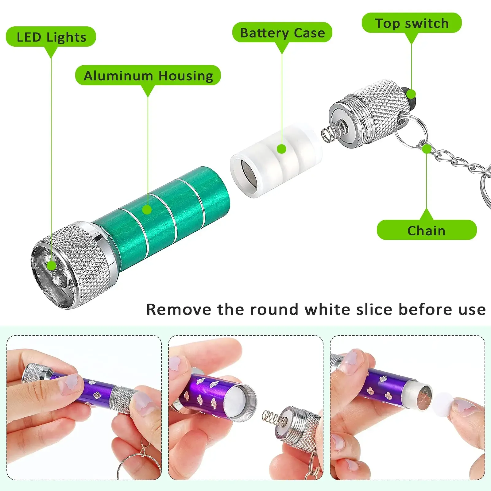 mini led flashlights keychain portable 5 bulbs led keychain for kids party favors camping travel home or office 5 designs