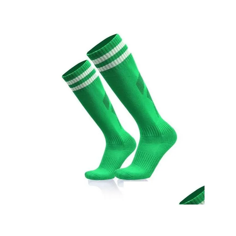 Sports Socks Soccer For Kids And Adt Football Stocking Over Knee Stripes Long Tube Absorbent Sweat Anti Slip Sock Drop Delivery Outdoo