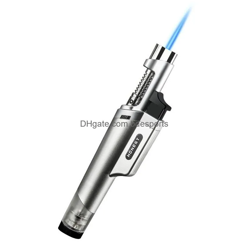 Lighters Gas Lighter Cigar Refillable Butane Torch Windproof  Flame Cigarette Lighters Smoking Accessories Drop Delivery Home Garde Dh2Jf