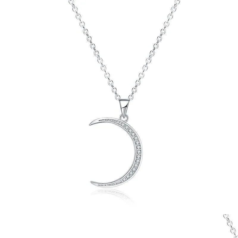 Pendant Necklaces 2021 New Wholesale Custom Fashion Simple Moon Pendant Necklace Drop Delivery Jewelry Necklaces Pendants Dhxvd