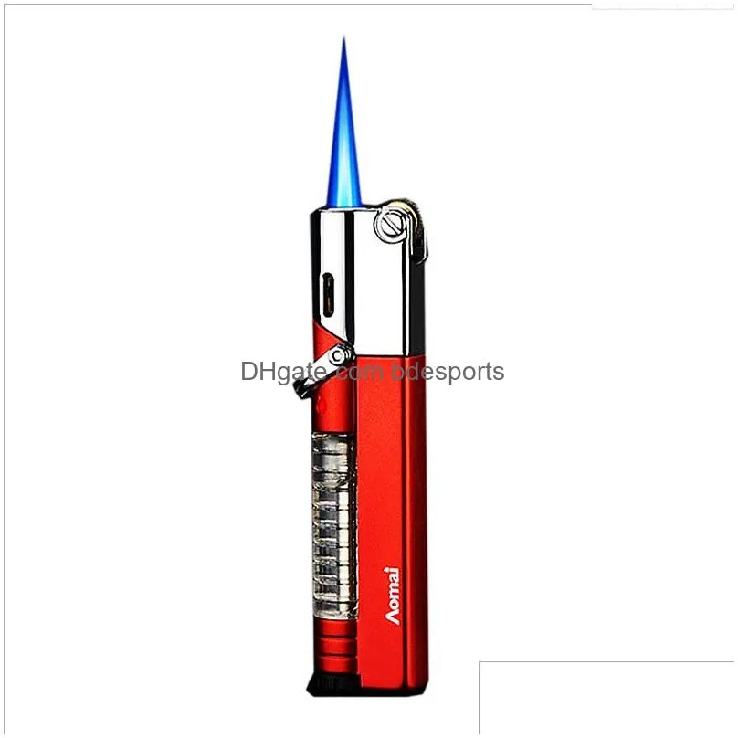 Lighters New Cigarette Cigar Torch  Lighter Windproof Metal Gas Butane Inflatable Smoking Accessories Men Gift Drop Delivery Home G Dh7Ct