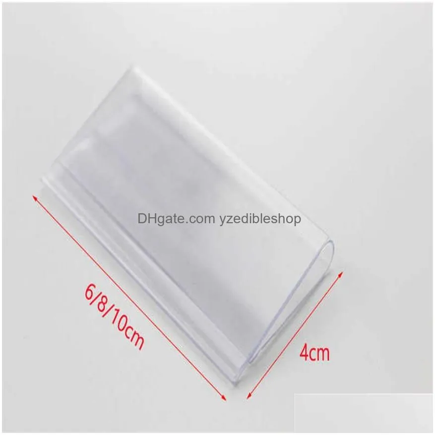 wholesale 10 8 6cmx4 2cm clear plastic pvc tag sign label display clip holder for supermarket store wood glass shelf fitting