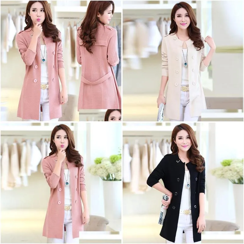 wholesale-2020 fashion autumn spring women sweater cardigans casual warm long female knitted coat cardigan sweater lady