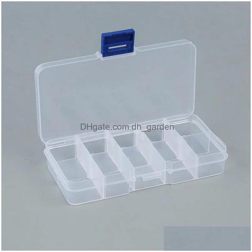 Storage Boxes & Bins 10 Grids Jewelry Storage Box Plastic Transparent Display Case Organizer Holder For Beads Ring Earrings Drop Deliv Dhdwu