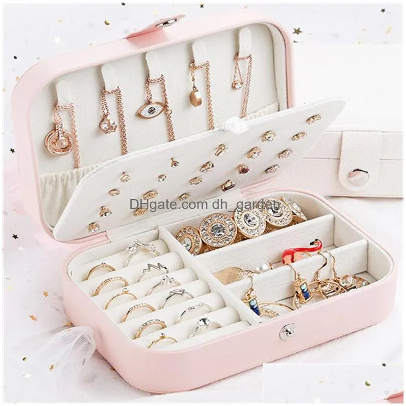 Jewelry Boxes Protable Pu Leather Jewelry Box Necklace Ring Earrings Storage Organizer Holder Travel Cosmetics Beauty Accessories Disp Dh6Yu