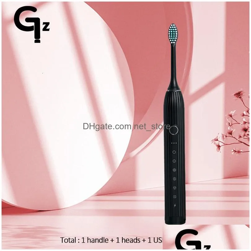 toothbrush gezhou n105 upgrade sonic electric toothbrush adult timed brush 6 modes usb  rechargeable toothbrush replacement head set