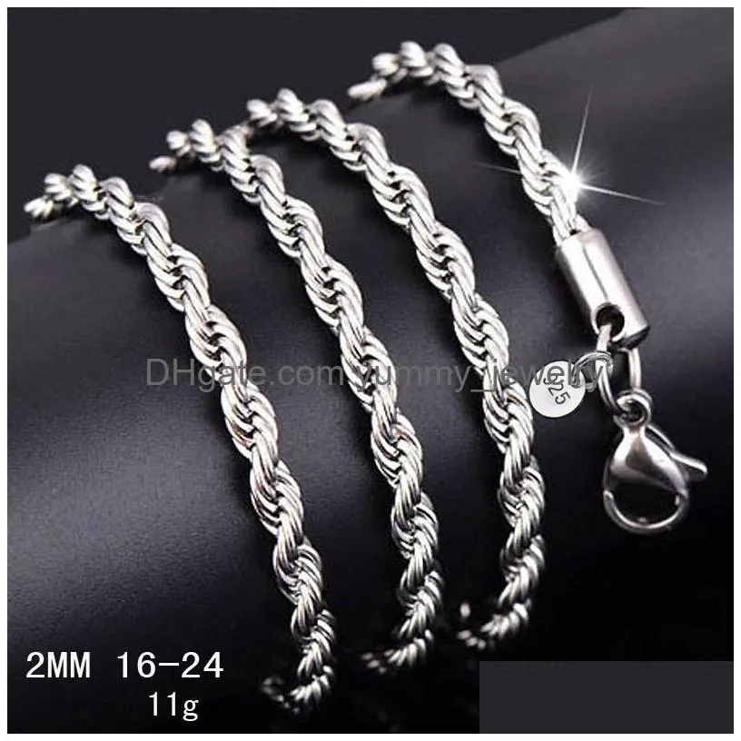 Chains 16-30Inches 2Mm 925 Sterling Sier Twisted Rope Chain Necklace For Women Men Fashion Diy Jewelry In Bk Drop Delivery Jewelry Nec Dhxhd