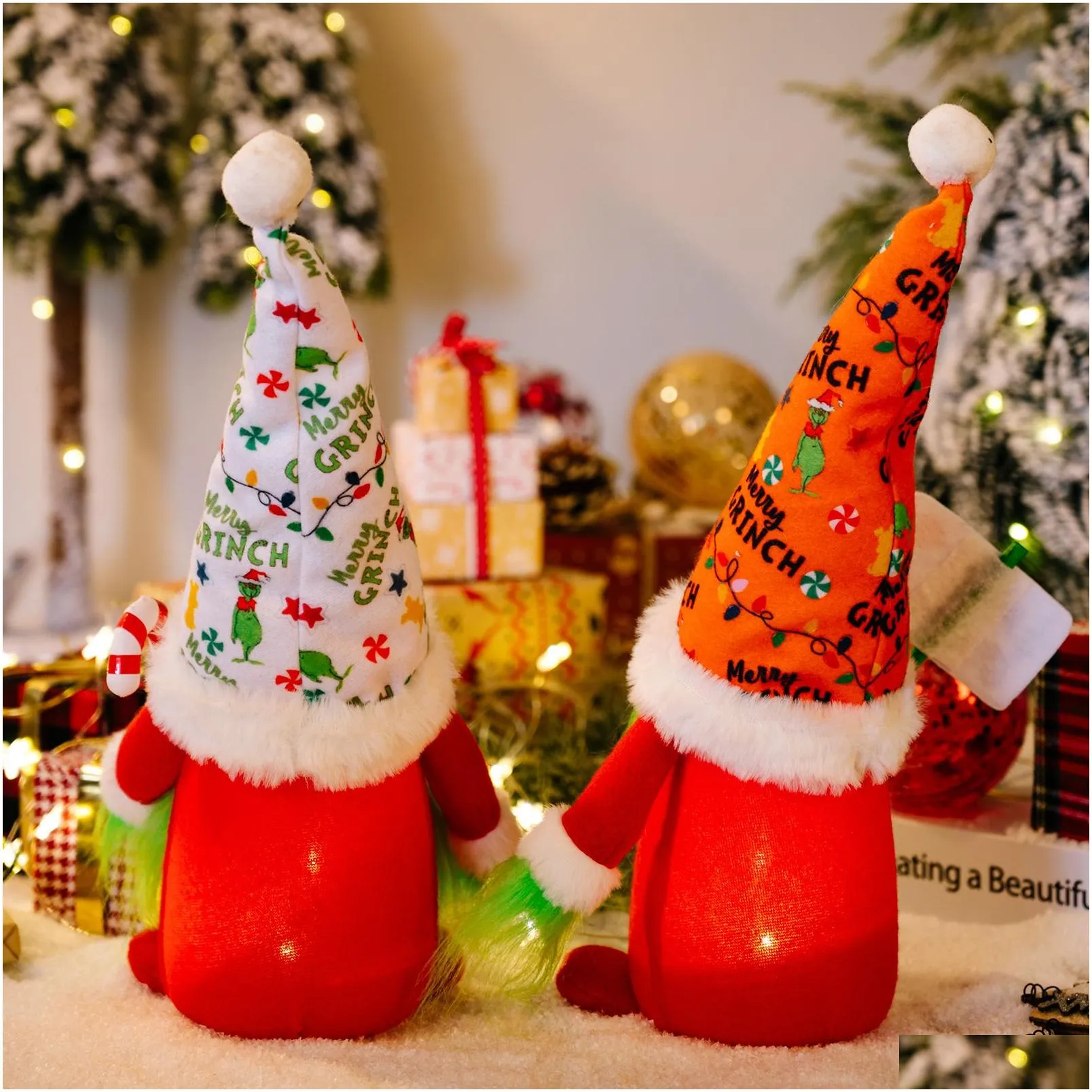 christmas english brand striped crutches grinch with lights rudolph doll faceless doll dwarf ornaments