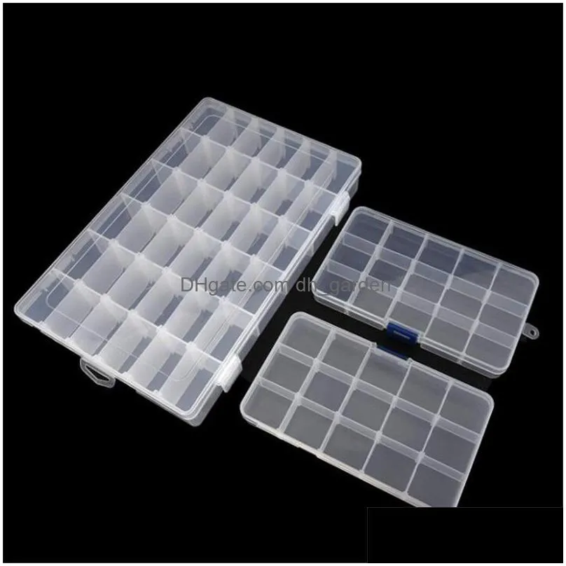 Storage Boxes & Bins 10 15 24 36 Slots Storage Box Plastic Transparent Display Case Organizer Holder Travel Drop Delivery Home Garden Dhb95