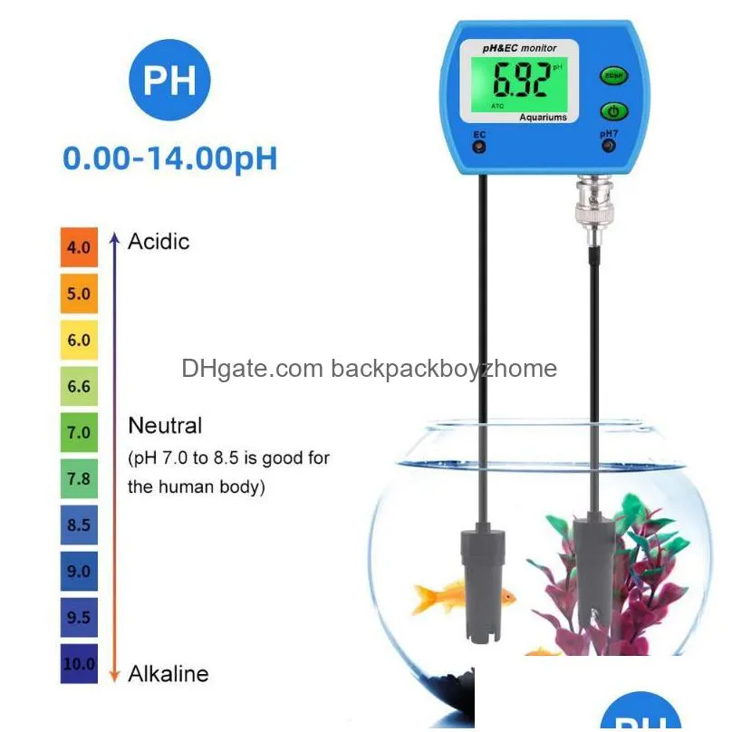 professional 2 in 1 digital ph meter ec meter for aquarium multiparameter water quality monitor online ph/ec monitor acidometer