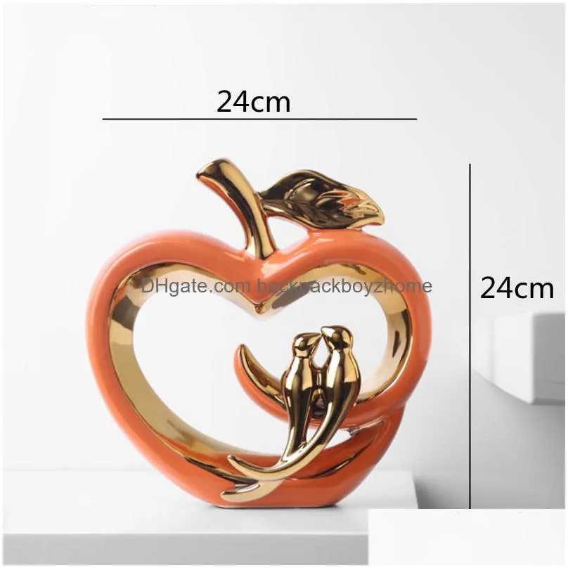 decorative objects figurines ceramic hollow crafts  golden bird simulation animal handicraft furnishings home decoration