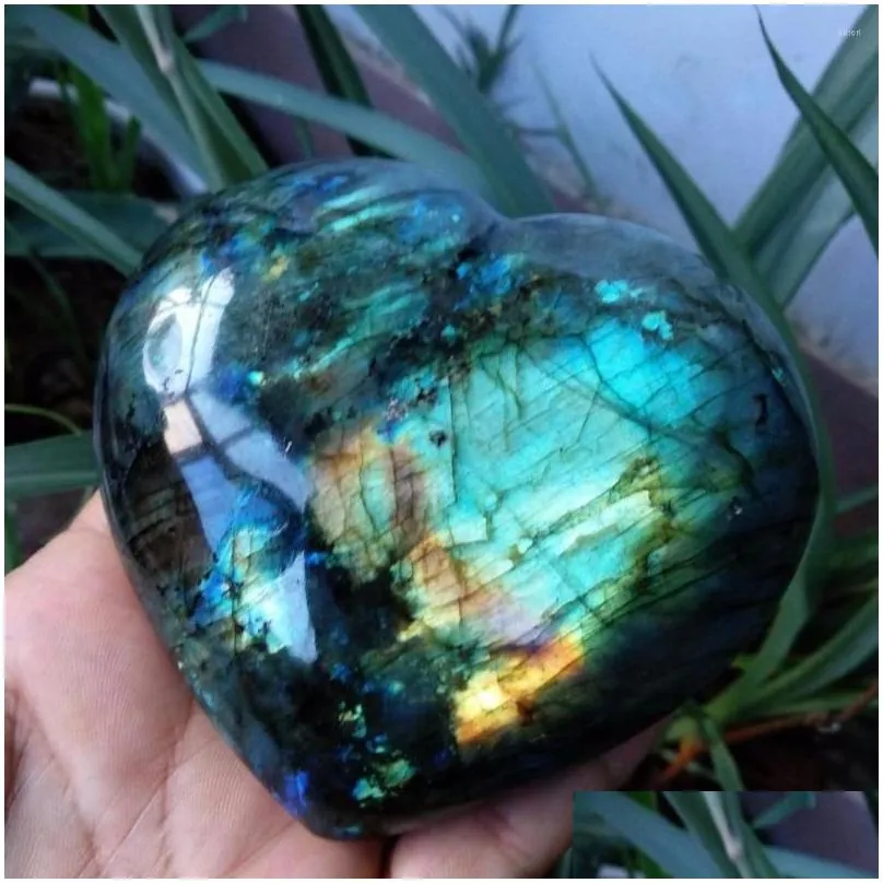 decorative figurines labradorite heart moonstone positive energy reiki gems crystal healing