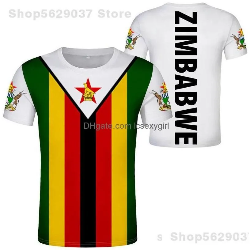 MenS TShirts Zimbabwe T Shirt Diy Custom Name Number Zwe Tshirt Nation Flag Zw Country College Yezimbabwe Zimbabwean Po Text Cloth