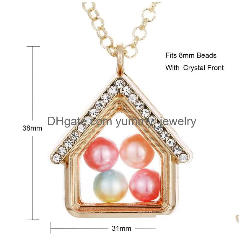 Lockets New Gold Pearl Cage Pendant Necklaces For Women Open Living Memory Beads Glass Magnetic Lockets Chains Fashion Jewelry Gift Dr Dhb94