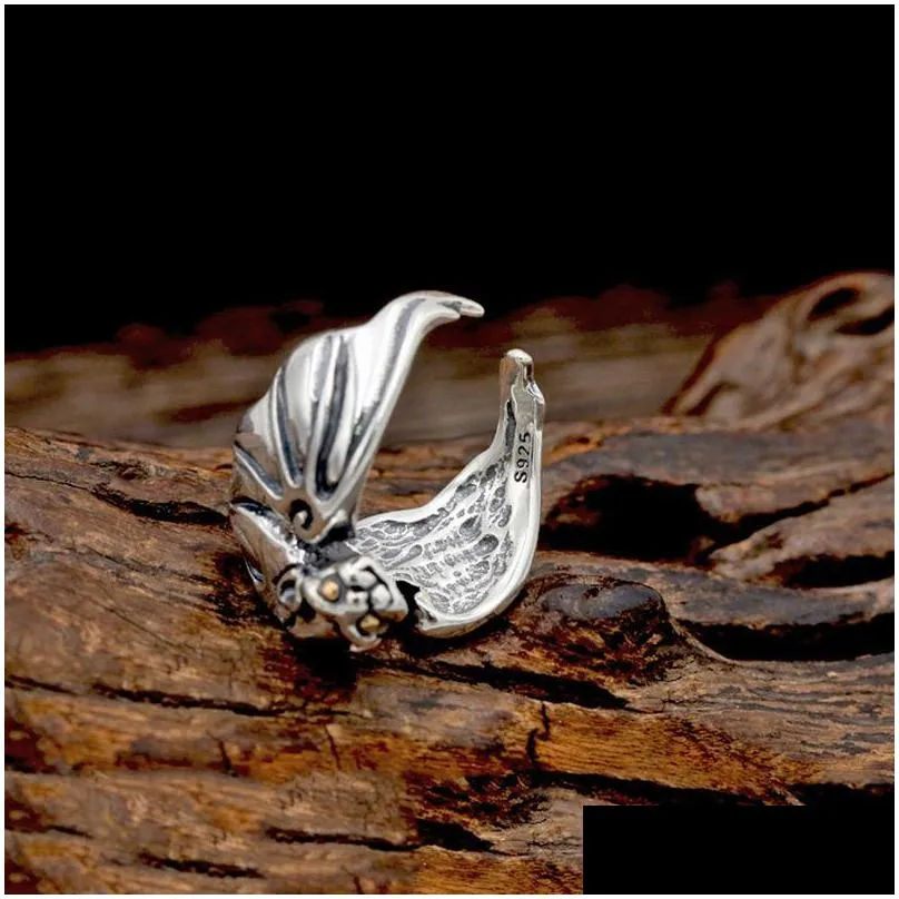 Band Rings 925 Sterling Sier Cartoon Bats Engagement Adjustable Toe Ring Men Women Jewelry Wholesale Drop Delivery Jewelry Ring Dhush