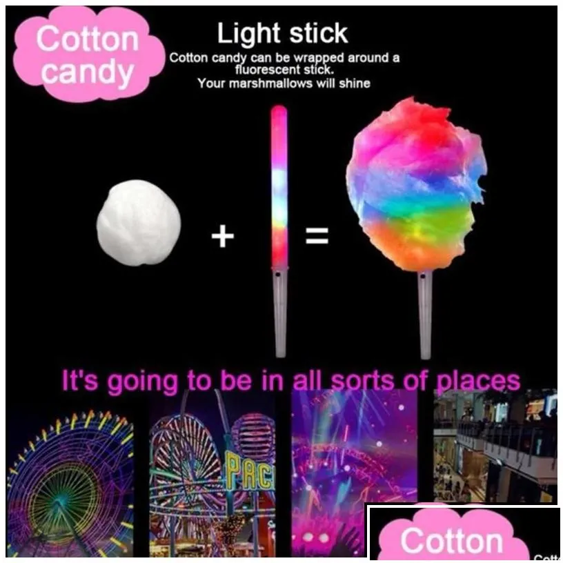 other event party supplies stock led light up cotton candy cones colorf glowing marshmallow sticks impermeable glow stick drop del