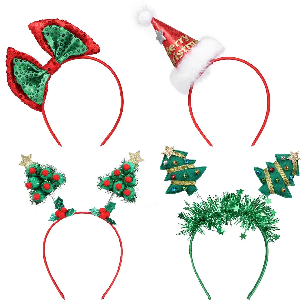 christmas headbands led reindeer head boppers xmas antler santa elves hair bands for christmas holiday party accessoriess