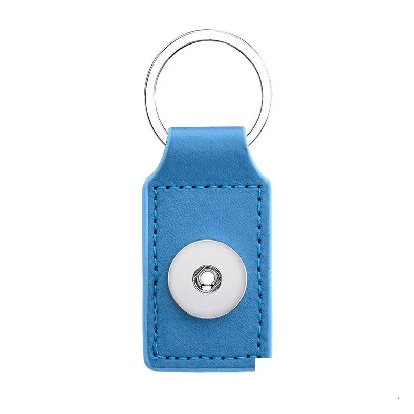 Key Rings Square Leather Keychain Jewelry 18Mm Snap Buttons Key Ring Chain Fit Snaps Keyring Drop Delivery Jewelry Dhesh