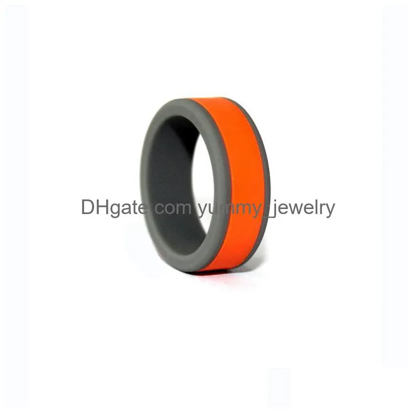 Band Rings 8Mm Compose Sile Wedding Band Rings For Women Men Comfortable Flexible Outdoor Sports Engagement Two Tone Fashion Jewelry D Dhdbj