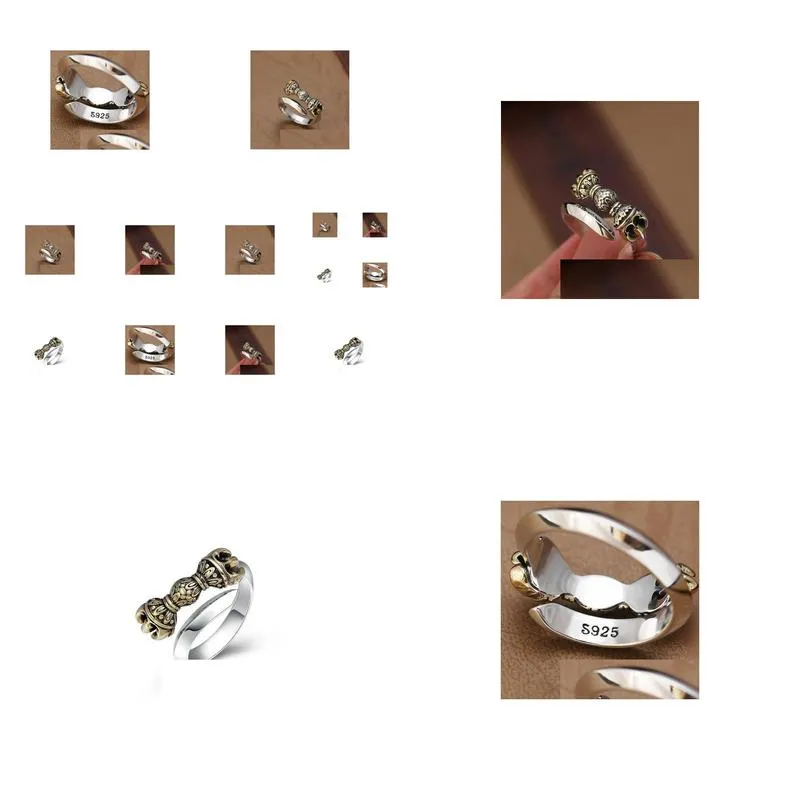 Band Rings 925 Sterling Sier Sword Opening Ring Jewelry Gifts For Women Men Adjustable Drop Delivery Jewelry Ring Dh7Sf