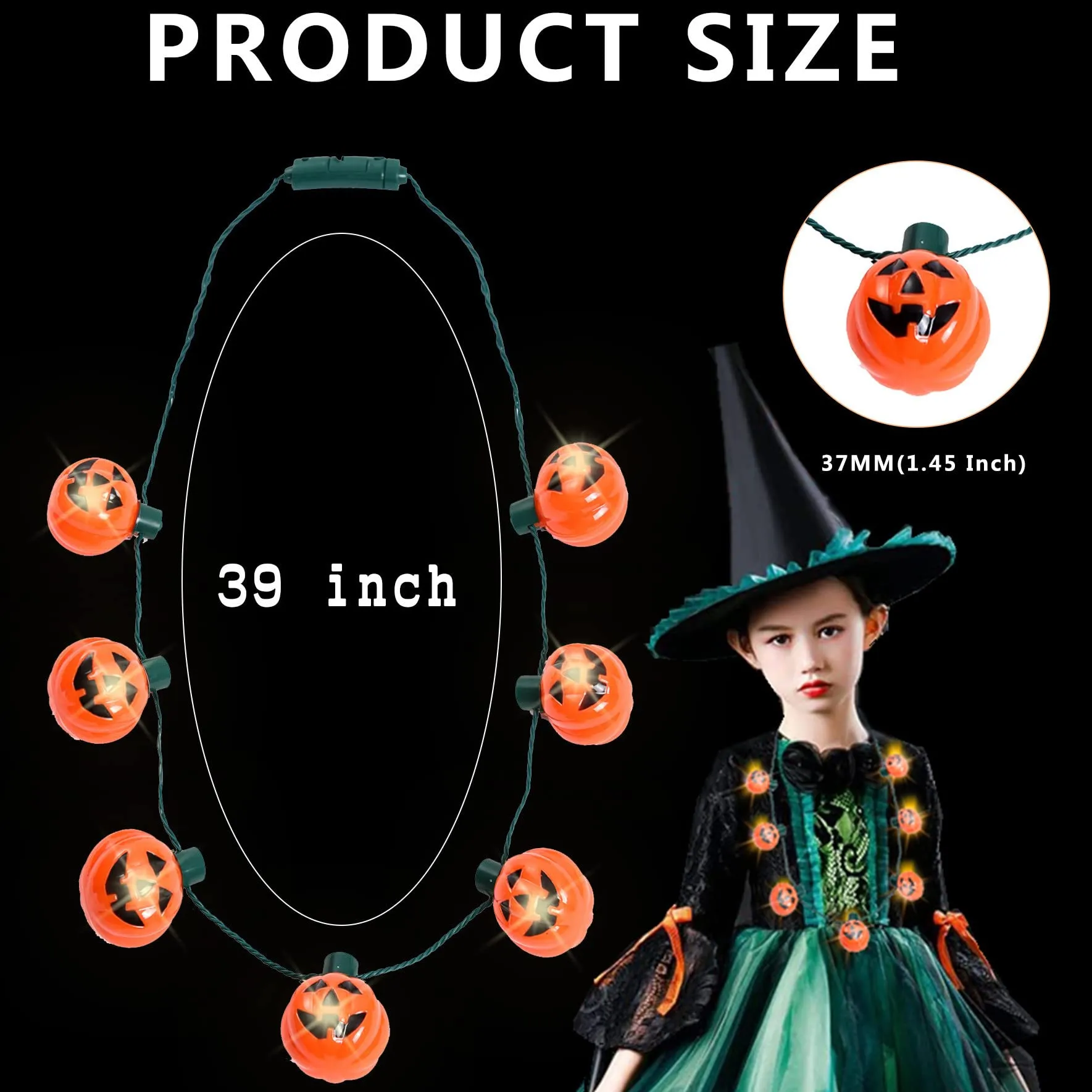 pumpkin light up necklace halloween lights necklace jack o lantern necklace with flashing light modes for halloween party favor 39