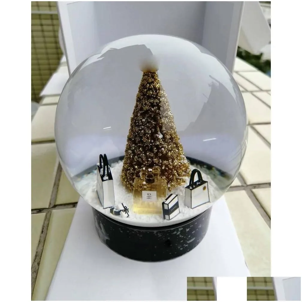 Christmas Decorations 2022 Edition Cclassics Snow Globe With Golden Tree Inside Crystal Ball For Special Birthday Novelty Vip Gift D