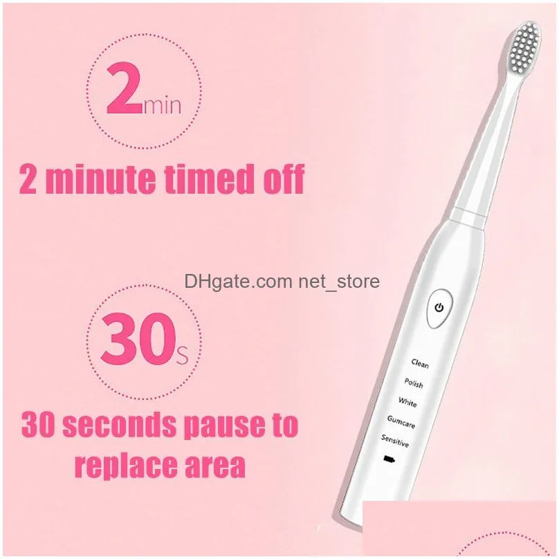 ultrasonic sonic electric toothbrush rechargeable tooth brushes washable electronic whitening teeth adult timer 220218