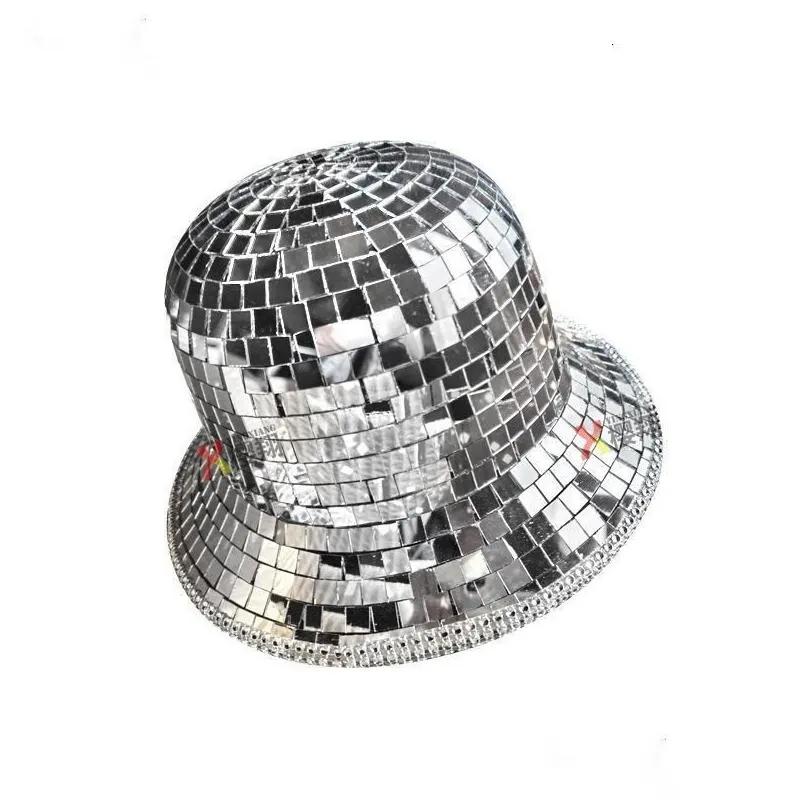 Party Hats Party Hats Disco Ball  Hat Handmade Custom Mirrored Glass Suitable For Gathering Show Rave Fashion 230530 Drop Delive Dhgjp