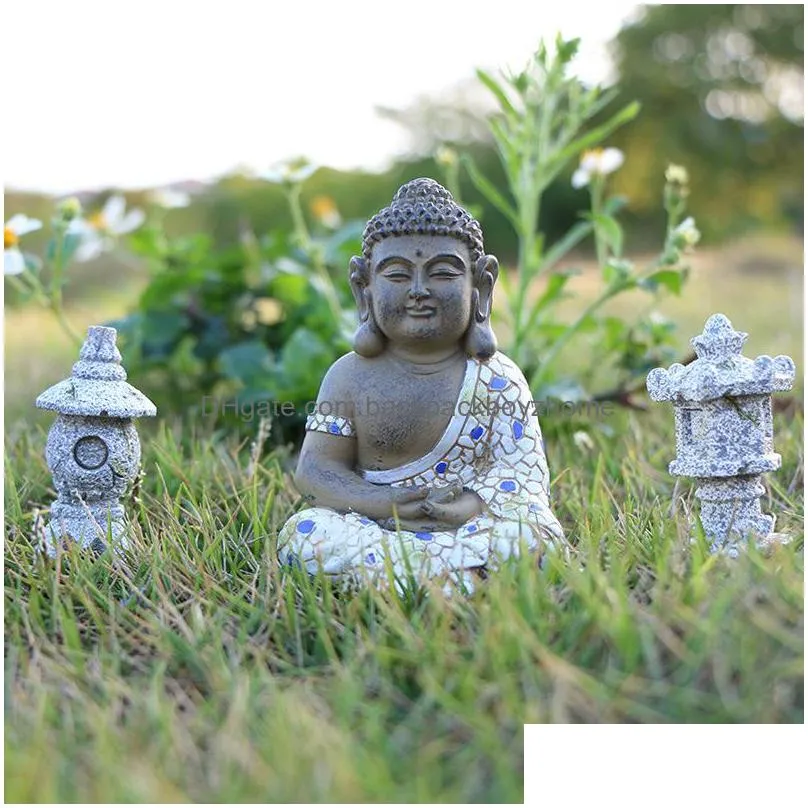 garden decorations sitting buddha statue home decoration figurines bonsai decorations mini zen accessories outdoor decor