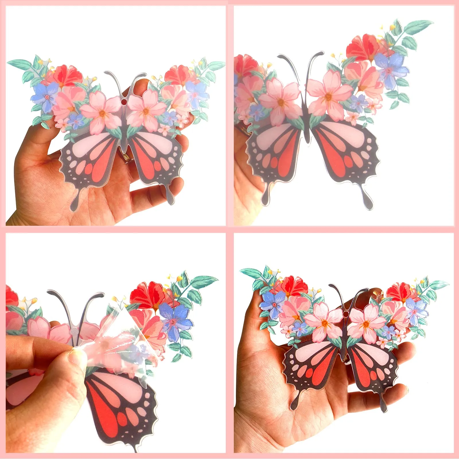 butterfly ornaments floral flower and butterflies wreath acrylic hanging tree ornament pendant garland banner for spring summer wedding bridal shower baby shower tea party nursery decorations