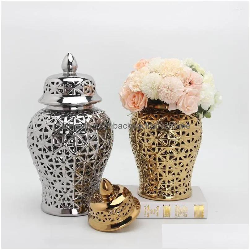 decorative figurines vintage ceramic general jar openwork jars small golden ginger porcelain crafts ornament vase