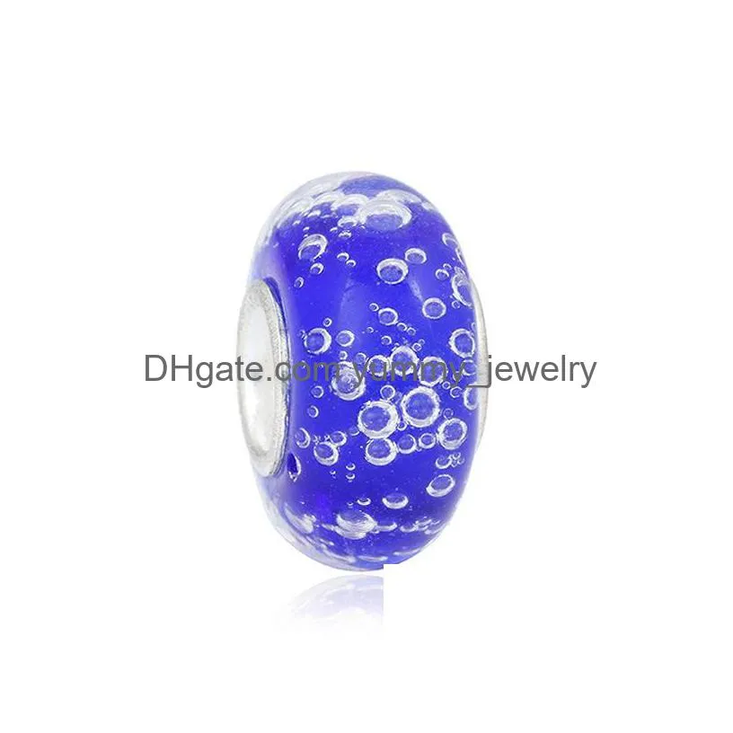 Handmade Lampwork European Big Hole Glass Charms Spacer Loose Handmade Lampwork Bubble Beads For Diy Jewelry Making Fit Bracelet Drop Dh8Kp