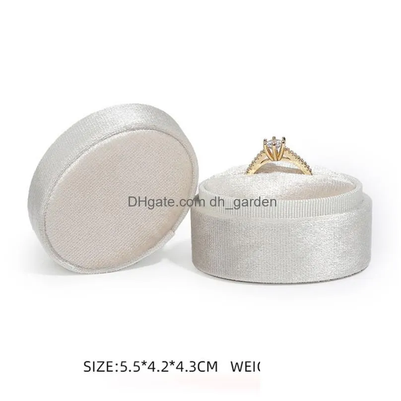 Jewelry Boxes Veet Jewelry Storage Box Oval Proposal Ring Double Rings Earrings Display Collection Boxes For Drop Delivery Jewelry Jew Dhl8K