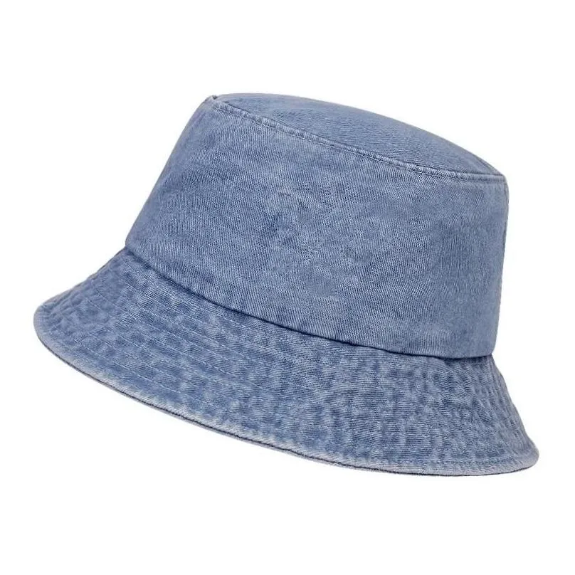 Stingy Brim Hats Foldable Fisherman Hat Washed Denim Bucket Hats Uni Fashion Panama Caps Hip Hop Men Women Cap Gorras Drop Delivery Fa Dhscu