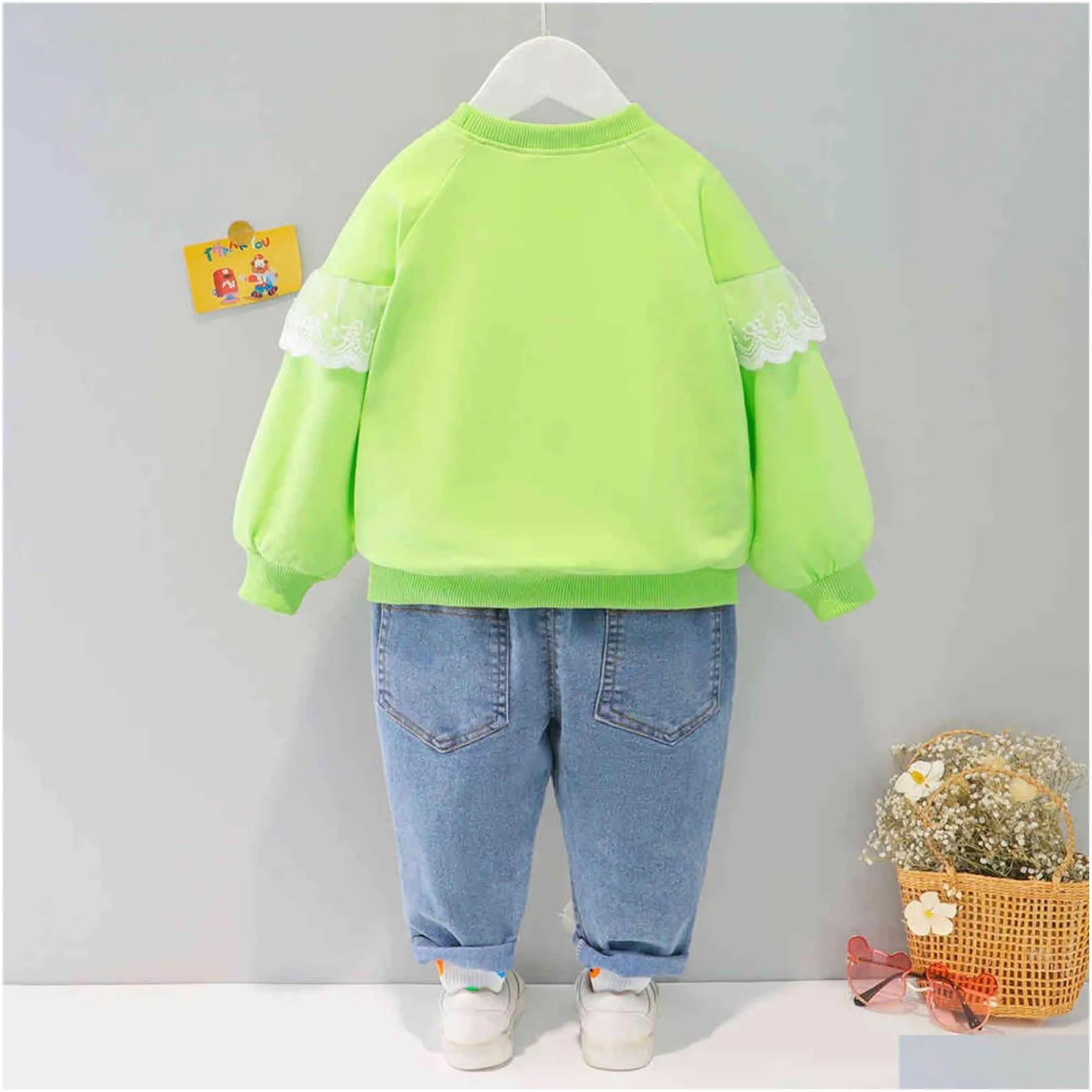 Clothing Sets Girls Clothes Babi Autumn Spring Fashion Style Cotton Material Baby Clothing 3 Years Old 2 Children Suit 211104 Drop Del Dhrpk