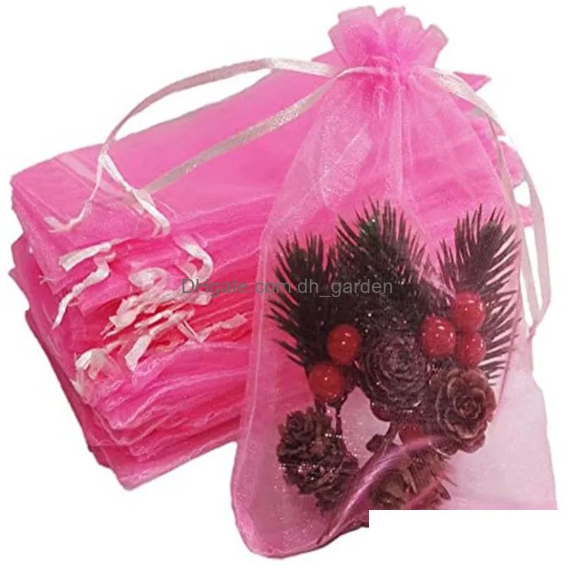 Packing Bags 100Pcs/Lot Jewelry Dstring Organza Bag Reuseable Pouches Wedding Favor Gift Bags For Christmas Baby Shower Package Drop D Dh9T5