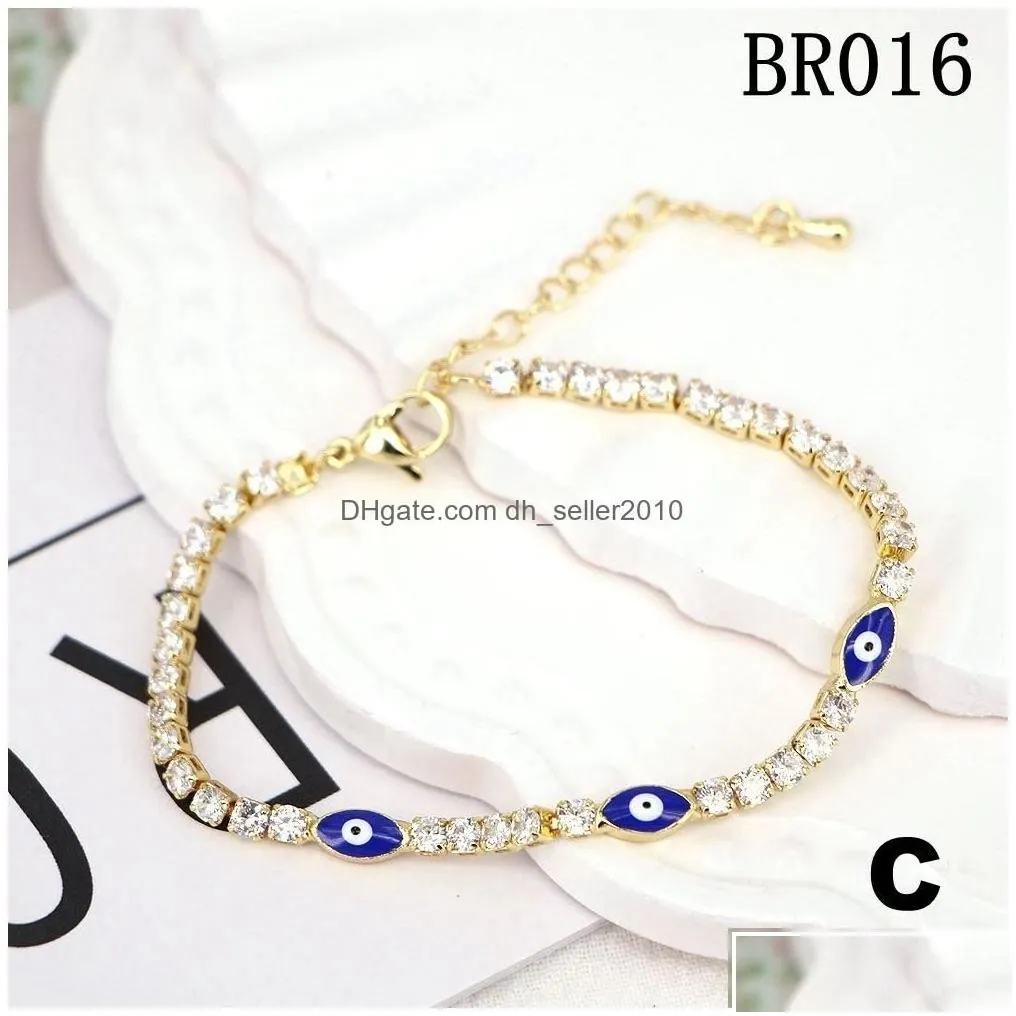 charm bracelets fashion jewelry enamel evil eye bracelets for women crystal zircon blue eyes chain bracelet drop delivery dhr0v