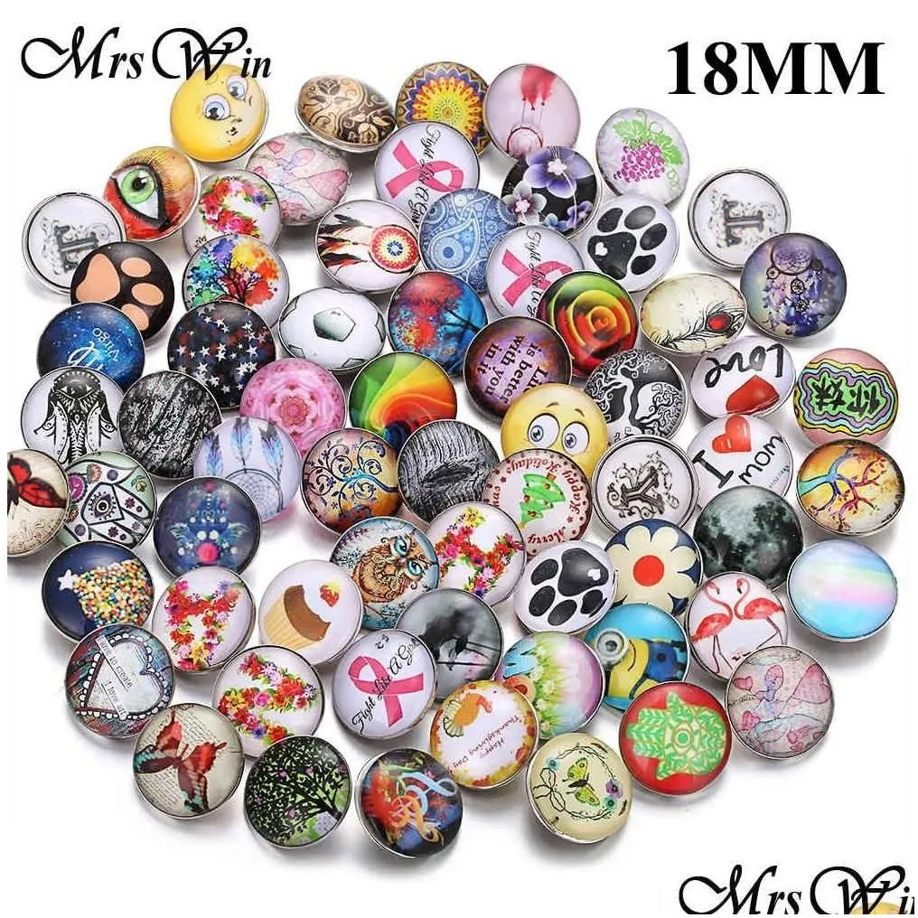 charm bracelets 100pcs/lot wholesale 12mm 18mm snap button jewelry for bracelet mixed rhinestone metal charms diy buttons 210323 dro