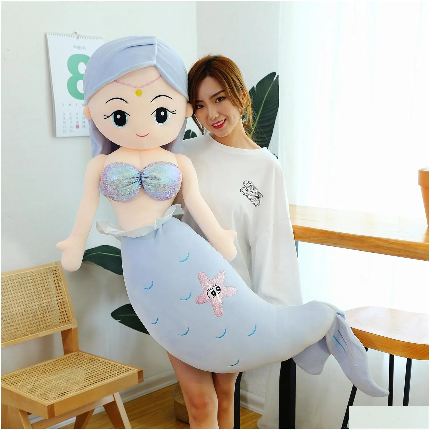 60cm150cm simulation mermaid plush toys kids girls cartoon fish stuffed dolls sofa cushion pillow girlfriend birthday gifts decor284h