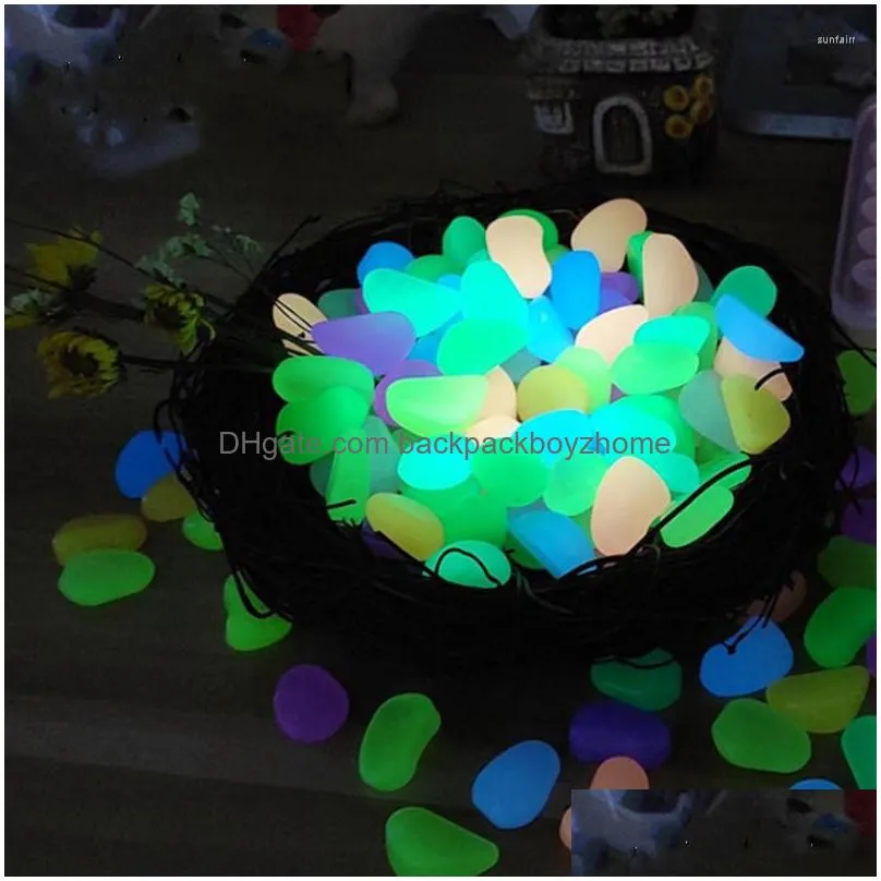 garden decorations 25/50pcs luminous stones glow in the dark pebbles rocks for outdoor path patio lawn walkway fish tank aquarium yard