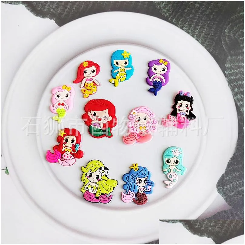 anime charms wholesale childhood memories mermaid princess funny gift cartoon croc charms shoe accessories pvc decoration buckle soft rubber clog