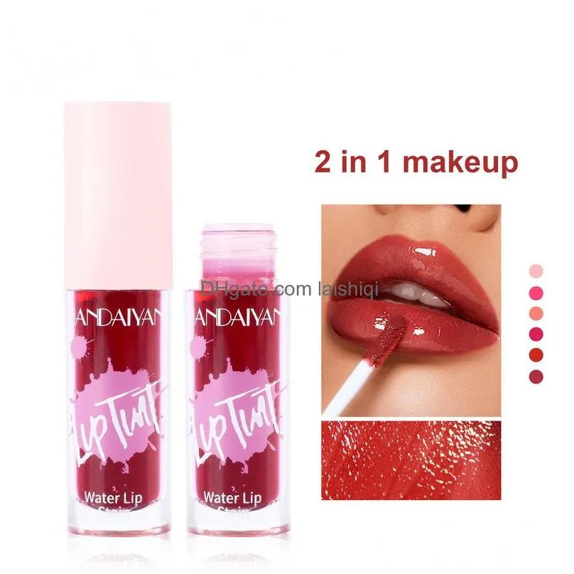 handaiyan 2 in 1 liquid lipstick long last hydrating water lip tint glaze moisturizer waterproof non-sticky easy to wear luxury makeup