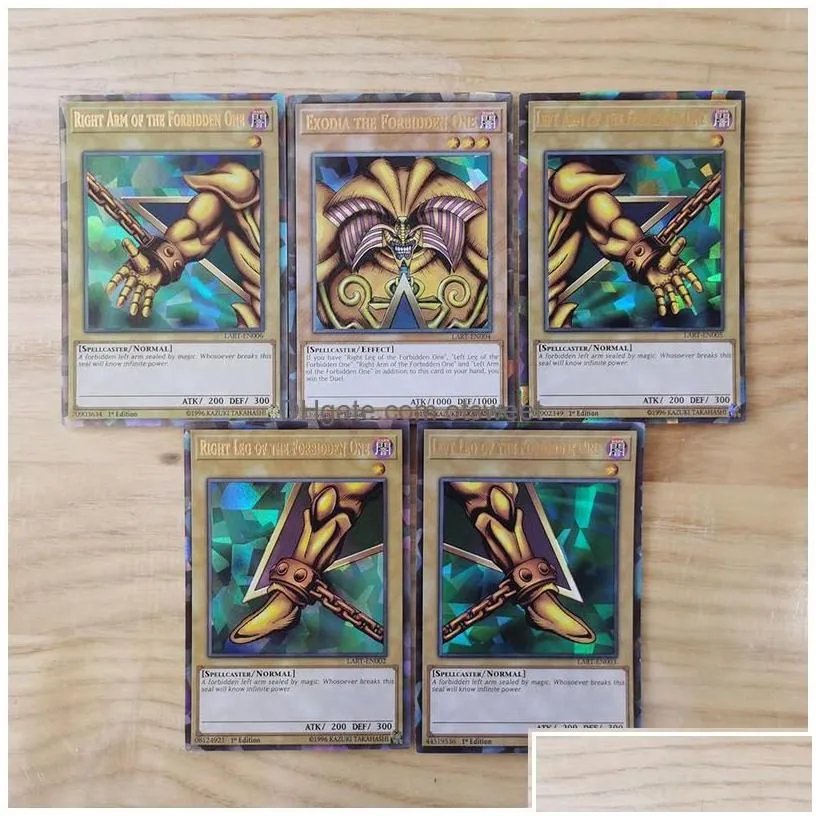 Card Games Yugioh Cards With Tin Box Yu Gi Oh 72Pcs Holographic English Version Golden Letter Duel Links Game Blue Eyes Exodia 22071