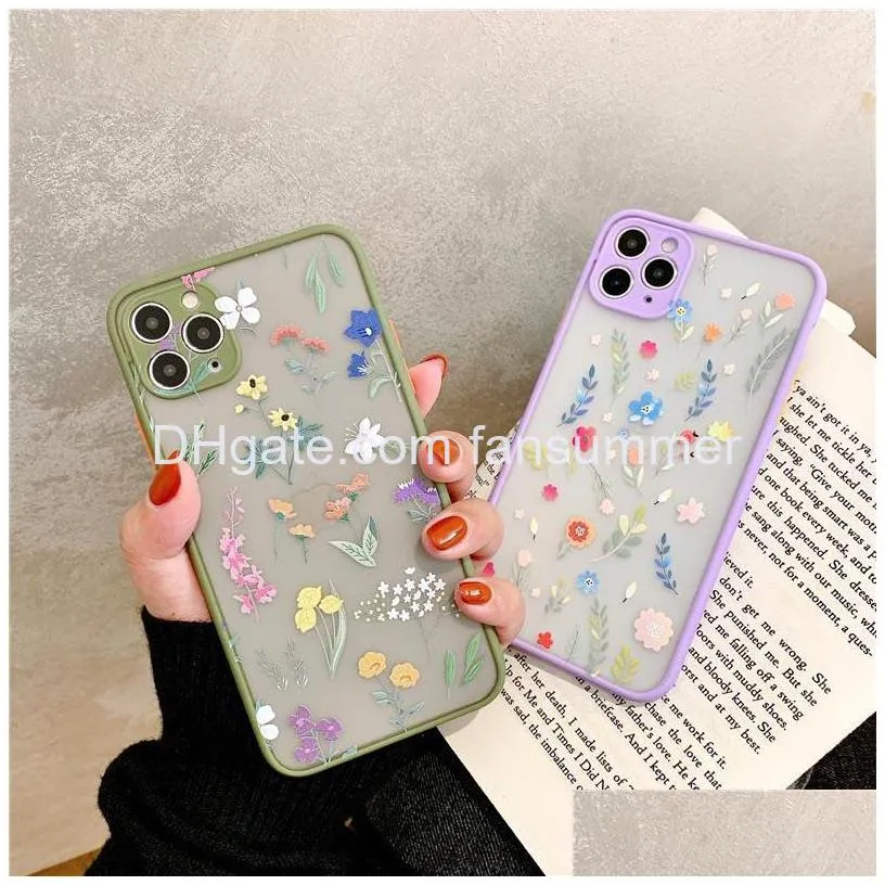 flower printing phone cases for iphone 12 11 pro max xs xr 8 7 6 plus se 2 lens protection shockproof case cover