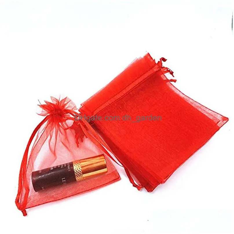 Packing Bags 100Pcs/Lot Jewelry Dstring Organza Bag Reuseable Pouches Wedding Favor Gift Bags For Christmas Baby Shower Package Drop D Dh9T5