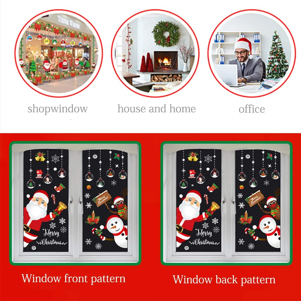 christmas window clings wall stickers snowflake santa claus reindeer decals for christmas home party decorations 7 sheets