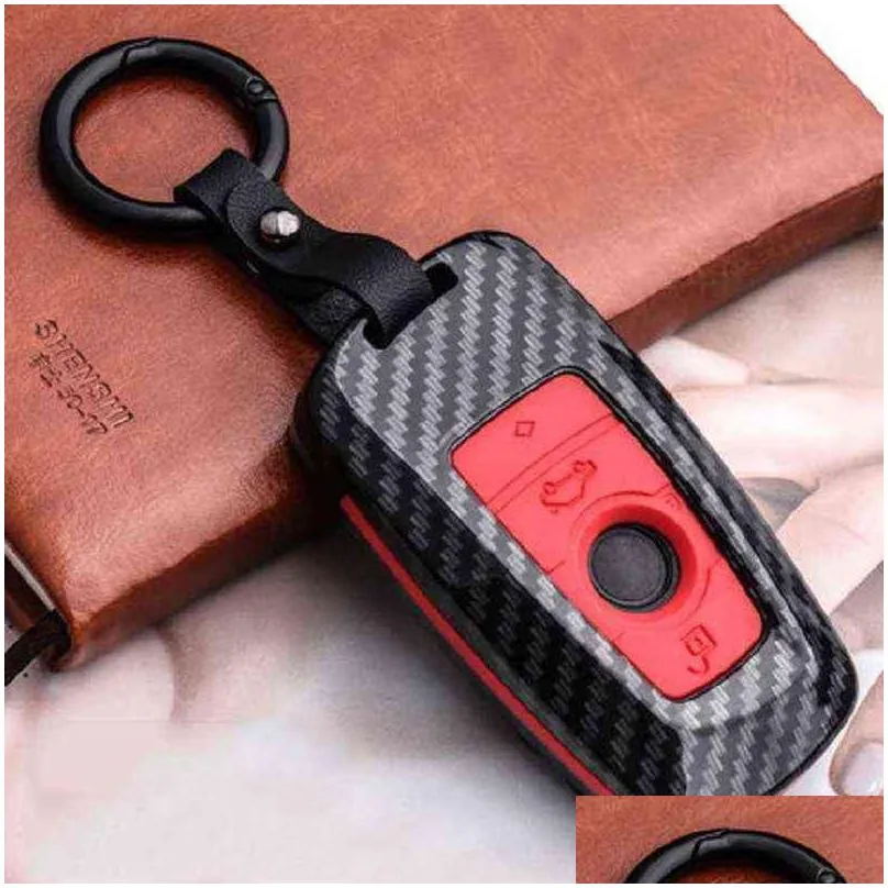 fashion abs bon fiber car remote key case cover for bmw 1 2 3 4 5 6 7 series x1 x3 x4 x5 x6 f30 f34 f10 f07 f20 g30 f15 f16 0919