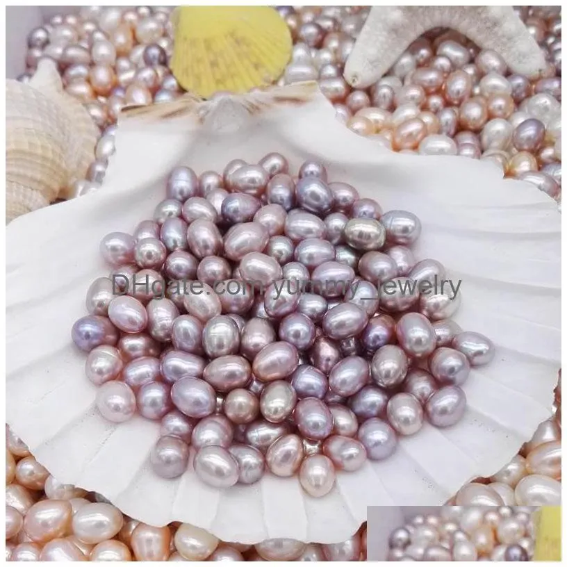 Pearl High Quality 6-7Mm Oval Pearls Seed Beads 3Colors White Pink Purple Loose Freshwater For Jewelry Making Supplies Drop Delivery J Dhjfu