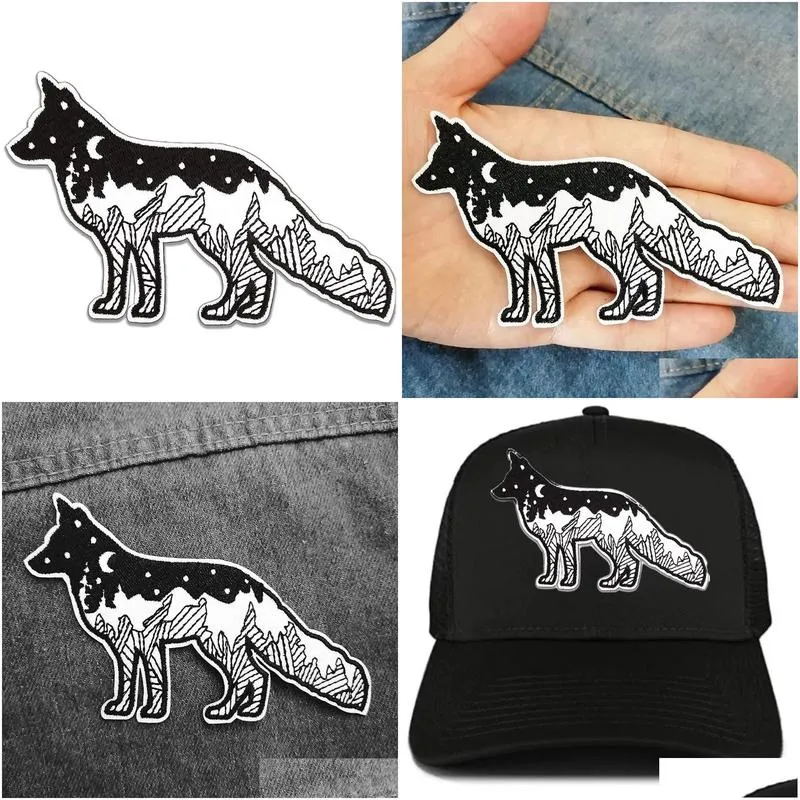 Sewing Notions & Tools Wolf Embroidered Iron On Sewing Notions Es For Clothing Jackets Hats Backpack Black With White Style Custom Dro Dhld1