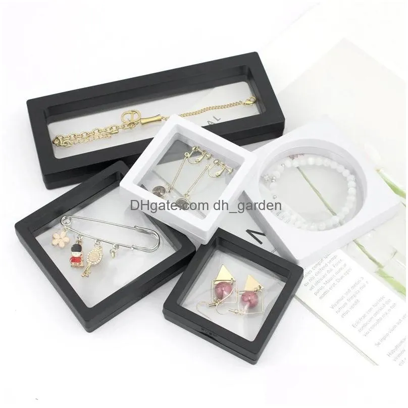 Jewelry Boxes Colorf Pe Film Jewelry Storage Box Ring Bracelet Travel Jewellery Case 3D Floating Frame Dustproof Display Drop Delivery Dhps0